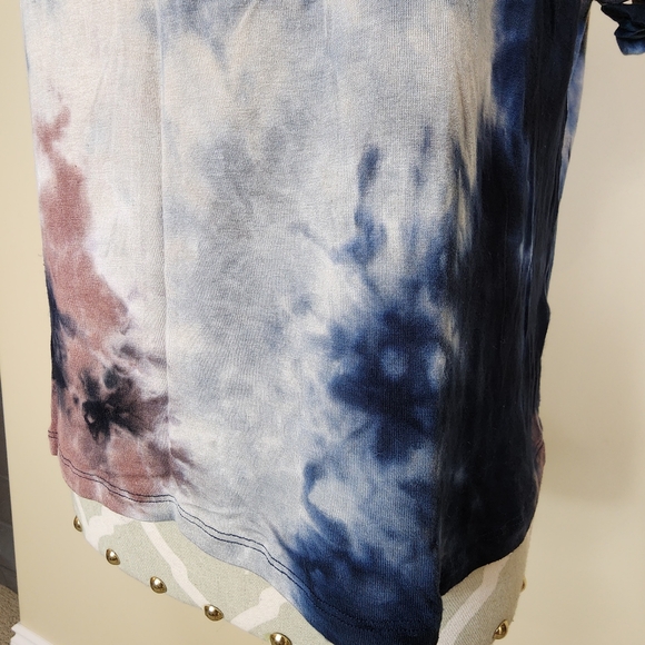Coin 1804 Tie Dye Front Zip Short Sleeve T-shirt Top Size Small - Picture 5 of 9